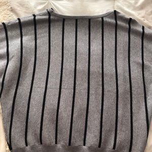 black and grey stripped shirt, brand carmen marc valvo